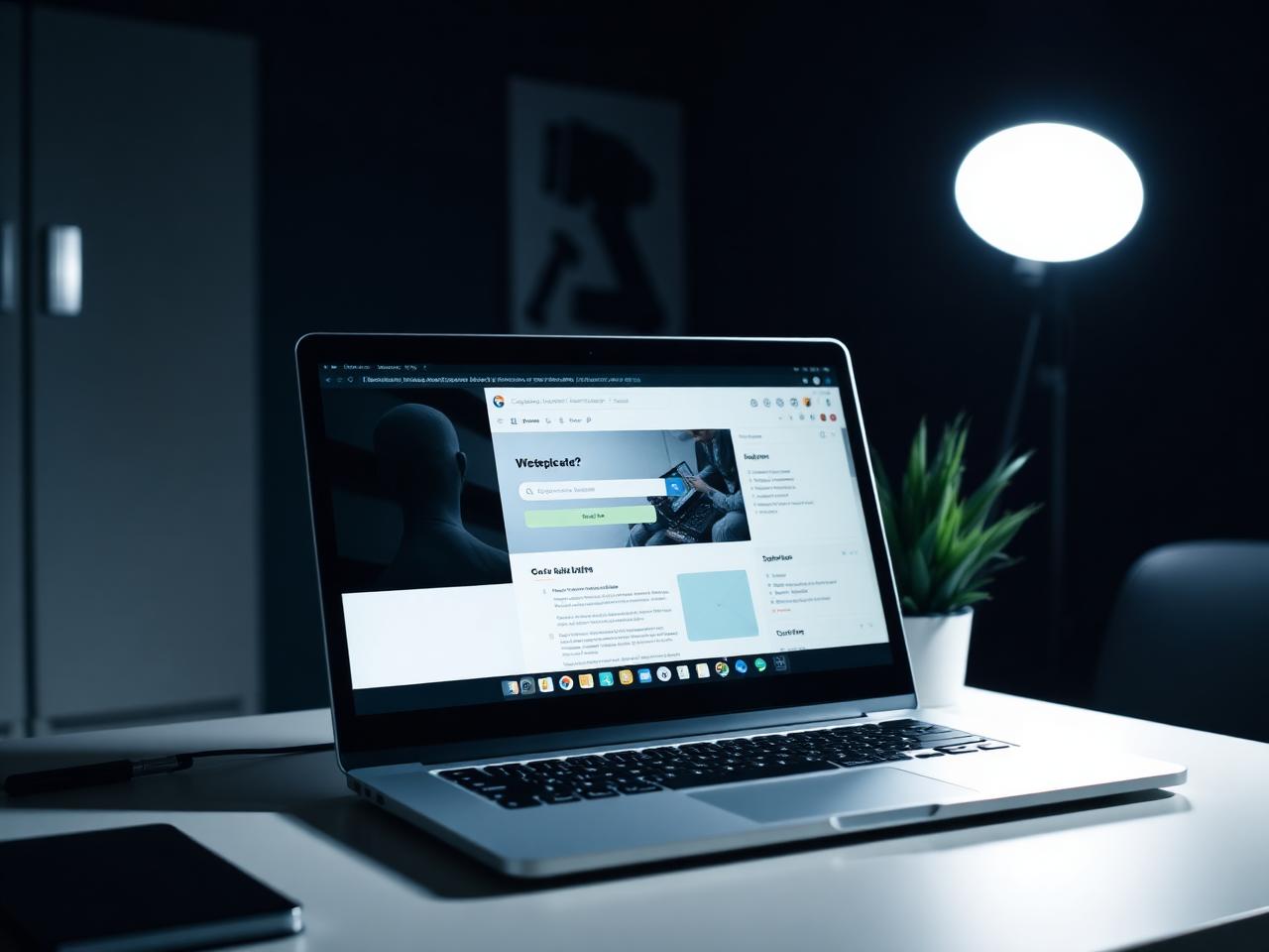 Notebook exibindo um site institucional e a caixa de e-mail corporativa